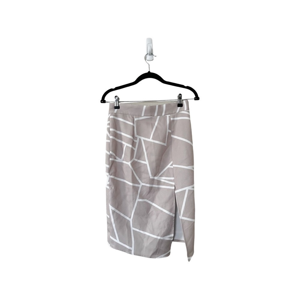 L'ATISTE Geometric Printed Pencil Skirt Cream White Sz M